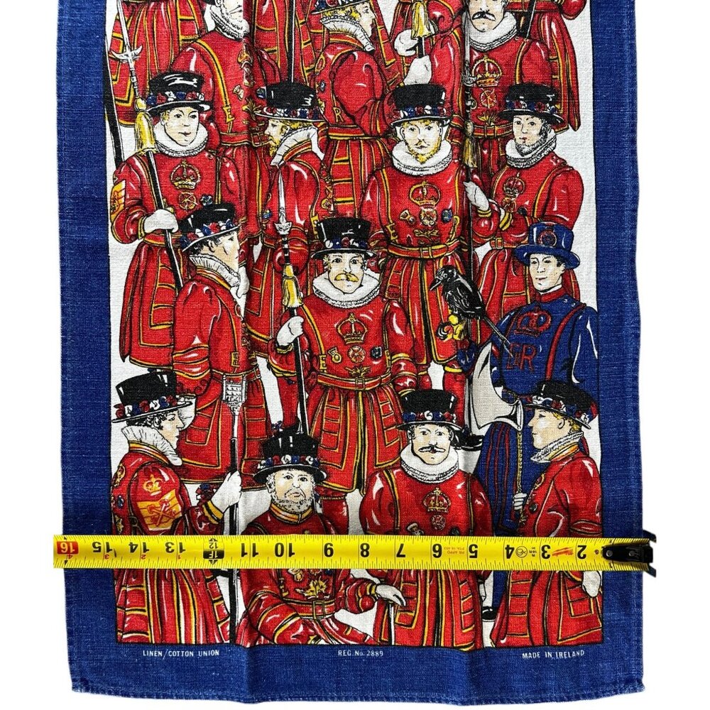 Irish Guards Dish Tea Towel Vintage 2889 Red Blue White Linen Cotton Blend - Picture 4 of 8